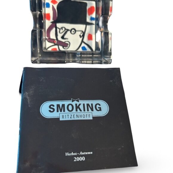 RITZENHOFF Smoking Lead Crystal Glass Cigar Ashtray Design By Roger Selden 2000 - Picture 2 of 4